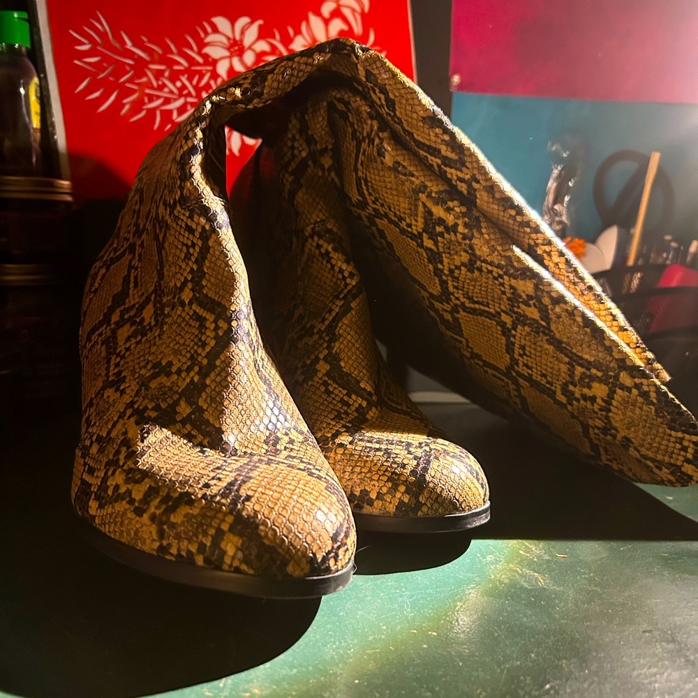 Plus Snakeskin Knee High Boots